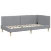 Corner Bed Frame Light Grey 100 Cm X 200 Cm Fabric and Plywood