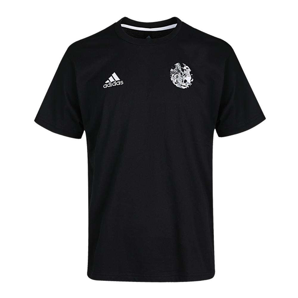 adidas T Shirts Men's Black Crew Neck Moderate Straight Fit GK3442