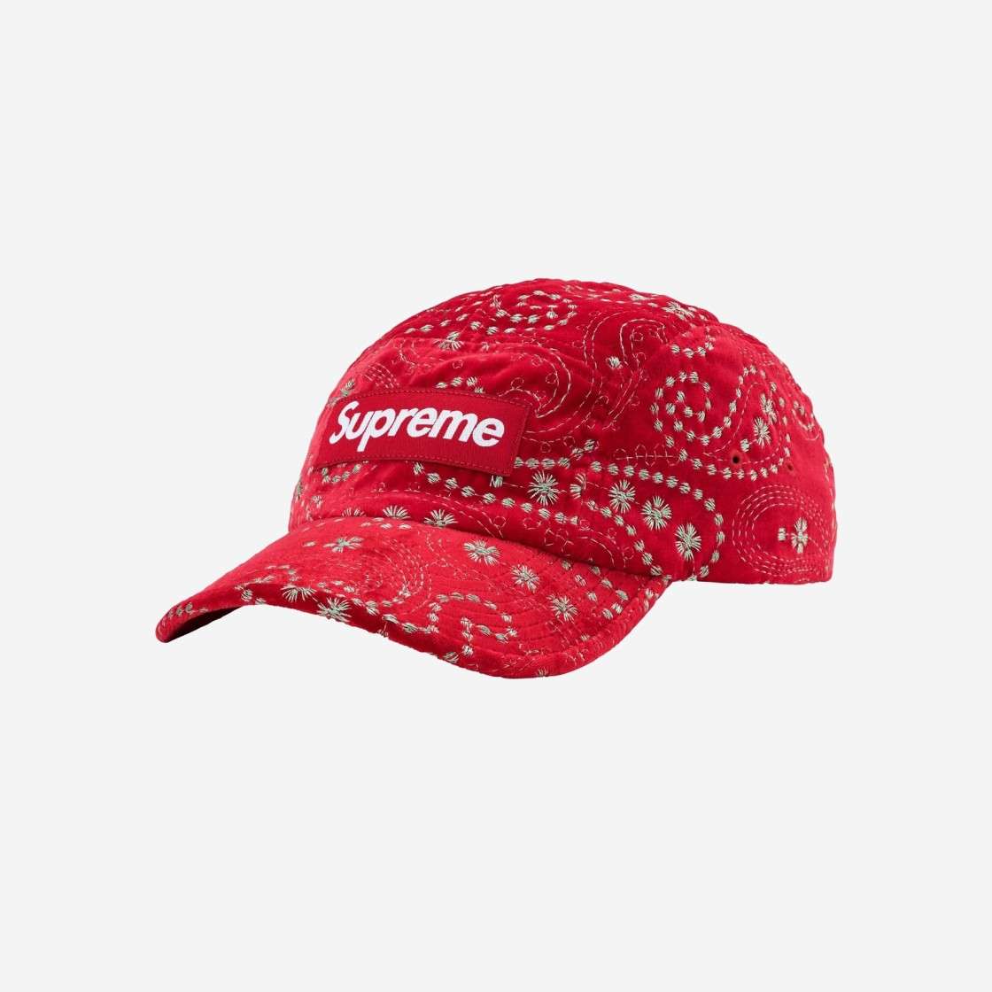 

Кепка Supreme Velvet Paisley Camp Красная 23FW -