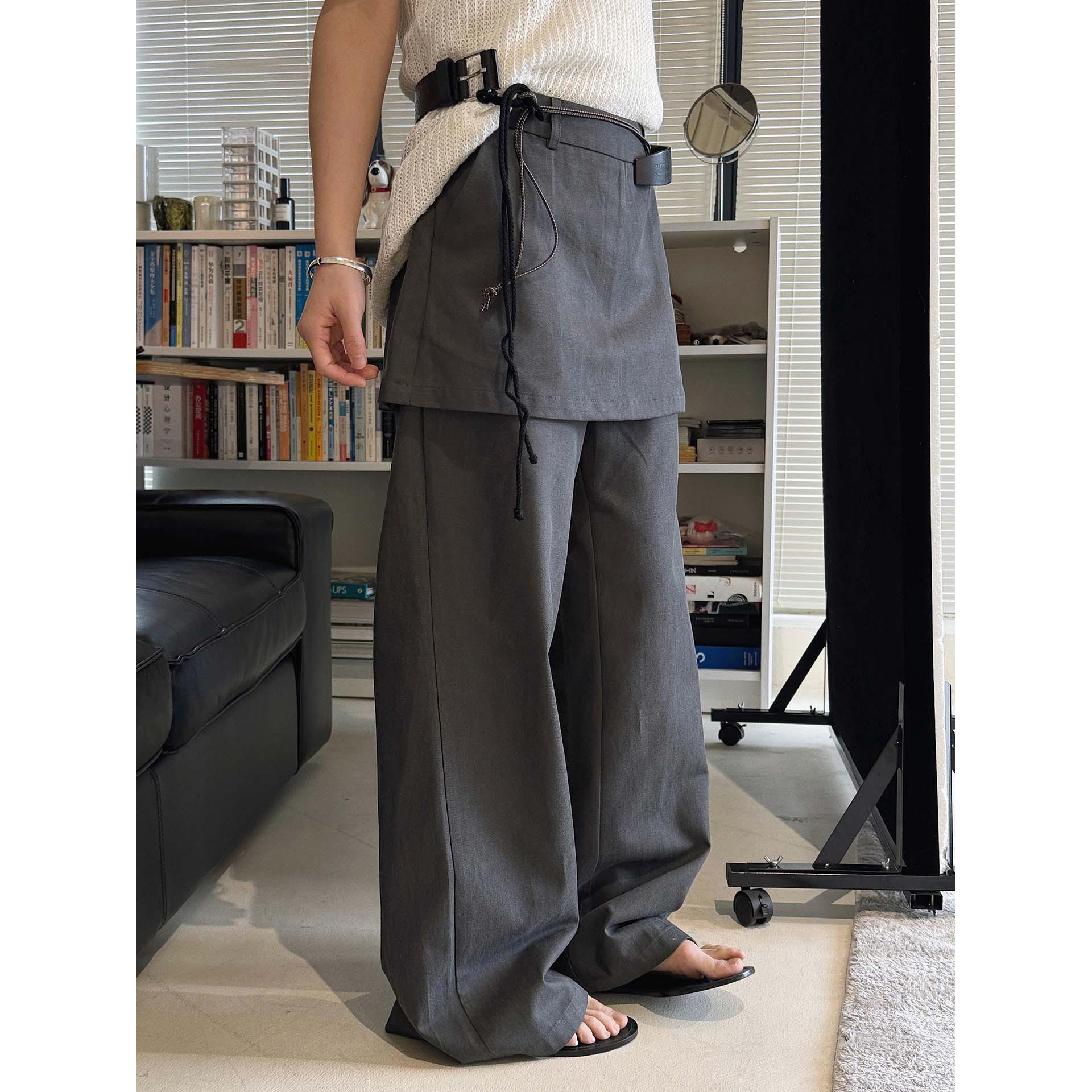 

Louvre Spring/Summer High-Waisted Layered Buttocks Cover Trousers for Women - Korean Style Fashion. M темно-сірий