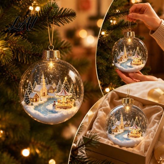 Luminous Holiday Tree Decorations Light Up Christmas Ball Ornaments Glowing Scene Xmas Hanging Decoration Clear Coordinated Layout Ornaments Acrylic