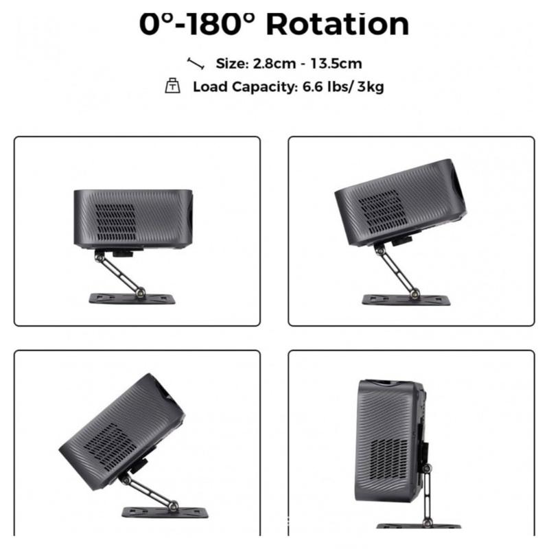 Adjustable Projector Mount Stand Lightweight Metal 180° Swiveling Stability Bracket Desktop/Wall Mount/Suspended