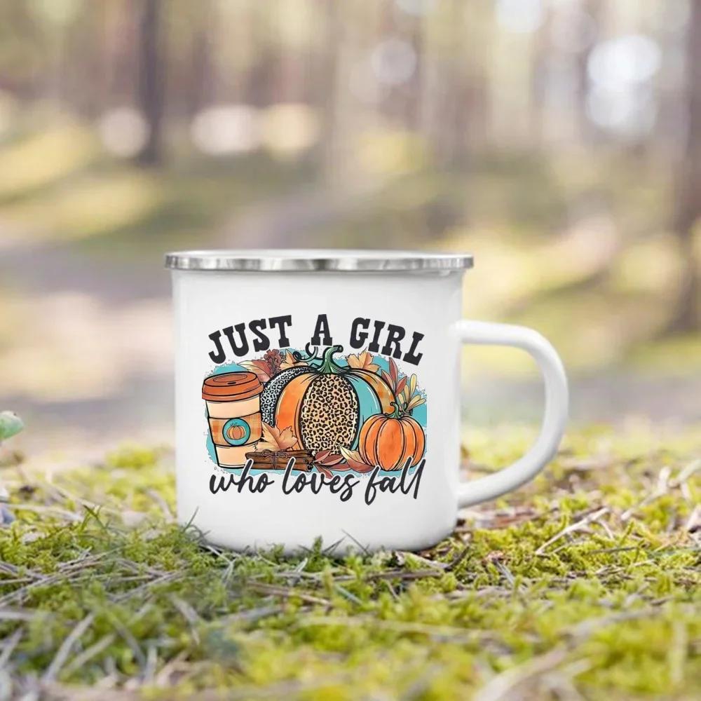 Take Me To The Pumpkin Patch Printed Enamel Mugs Coffee Cups Thanksgiving Party Juice Mug Cocoa  Handle Cup Fall  Holiday Gifts