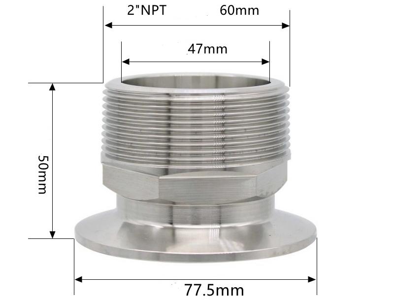 1/4" 3/8" 1/2" 3/4" 1" -4" NPT Male X 0.5" 0.75" 1.5" 2" -4" Tri Clamp Connector Pipe Fitting 304 316L Stainless Steel Sanitary