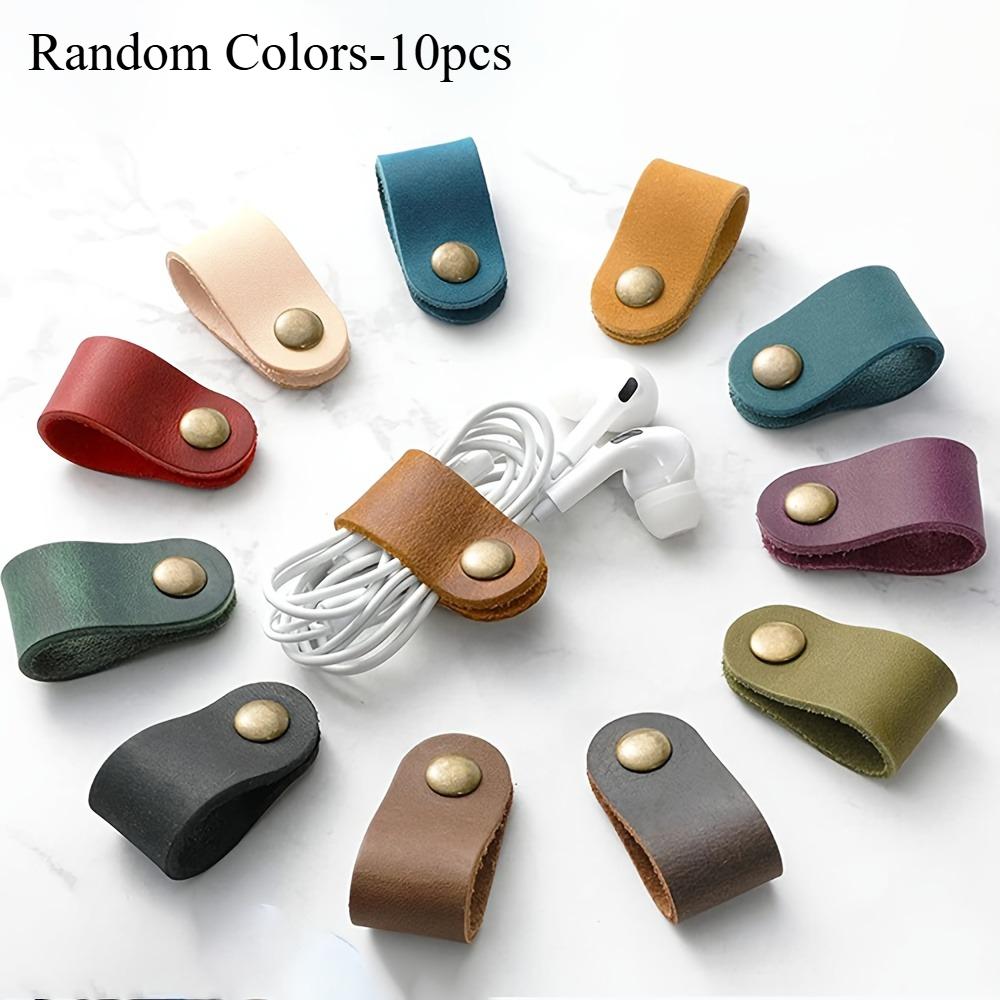 

PU Leather Cable Organizer Straps Reusable Cord Management Ties USB Charging Cables Home Office Travel Organization Accessories