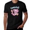 Snaxolotl Funny Axolotl Sweets Snacks Desserts Pun Tshirt Retro Style Print Casual Top