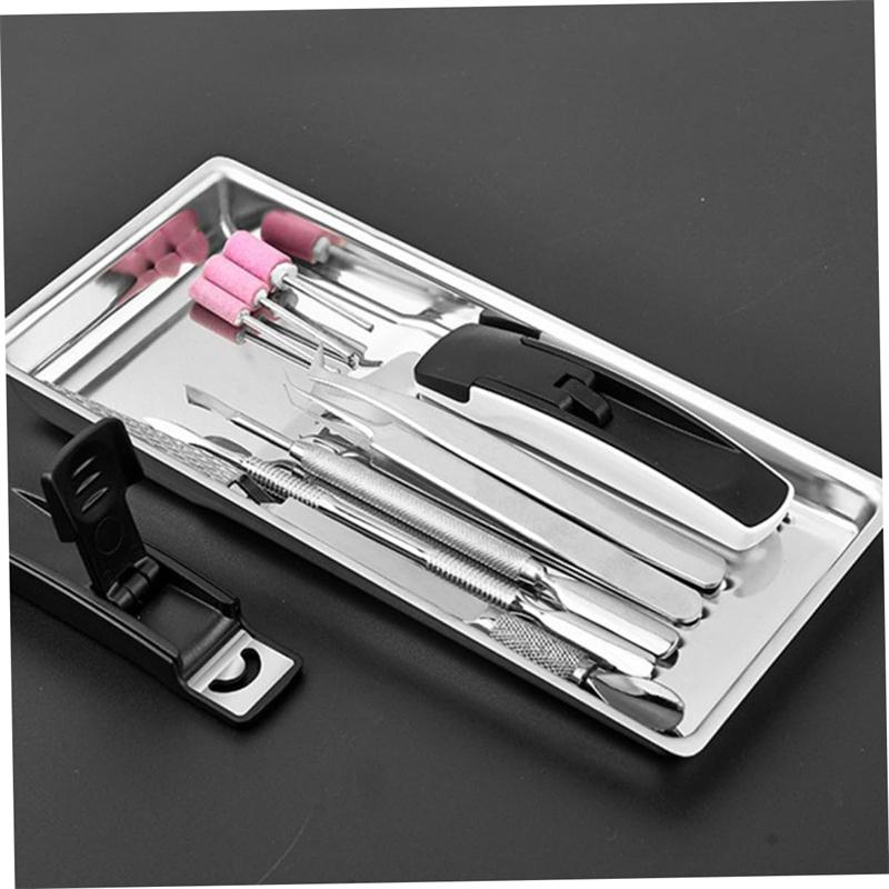 Manicure Tools Storage Tray Stainless Steel Storage Dish Nail Art Accessory Display Tray Tweezers Nail Clippers Container Plate