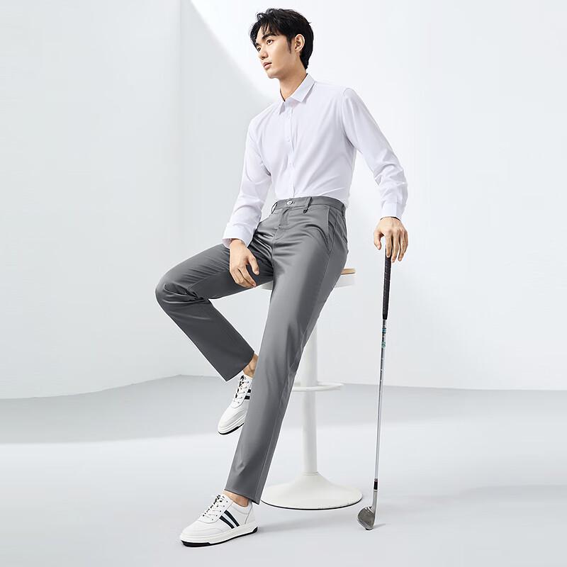 Qipai Men's Lyocell Blend Wrinkle-Free Straight-Leg Casual Pants