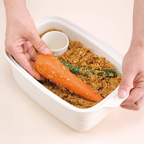 Sento Senga White Mini Square Pickle Bowl with Drainer, Made in Japan, Refrigerator Safe