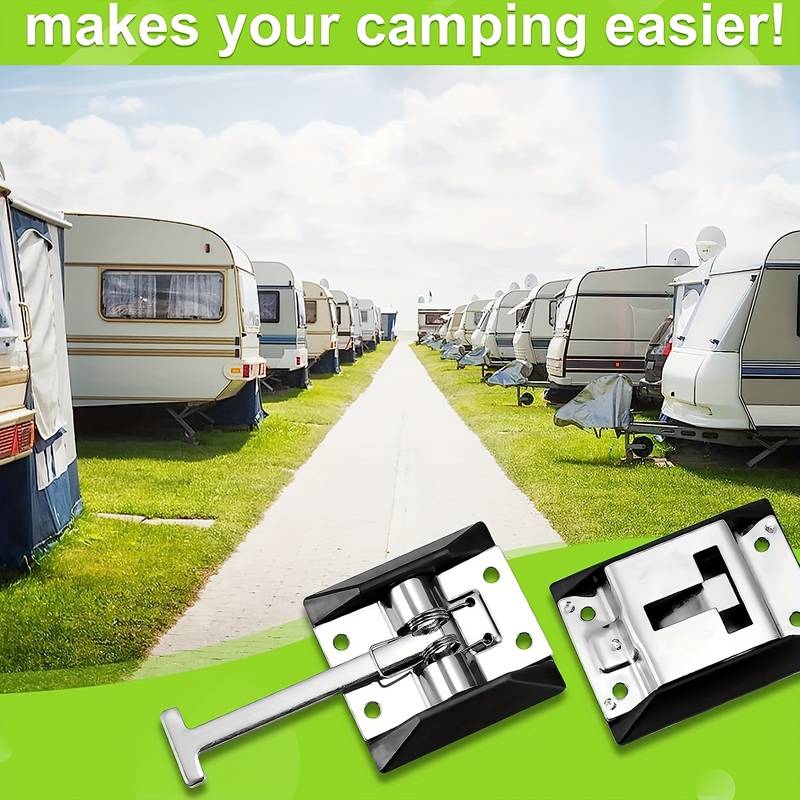RV Catch Holder Hardware T Style Entry Door Latch for Commercial Vehicle Cargo Haulers Travel Trailers Motorhome Containers