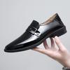 Fashion British New Pointed White Black Genuine Leather Shoes For Men Formal Wedding Prom Dress Homecoming Pageant Monk Strap Loafers