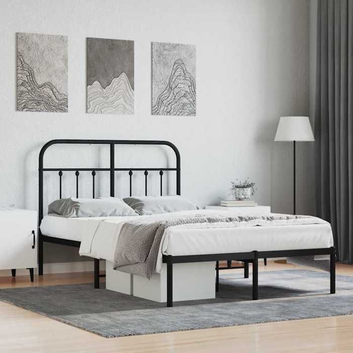 VidaXL Metal Bed Frame with Black Headboard 120x190 Cm 352575