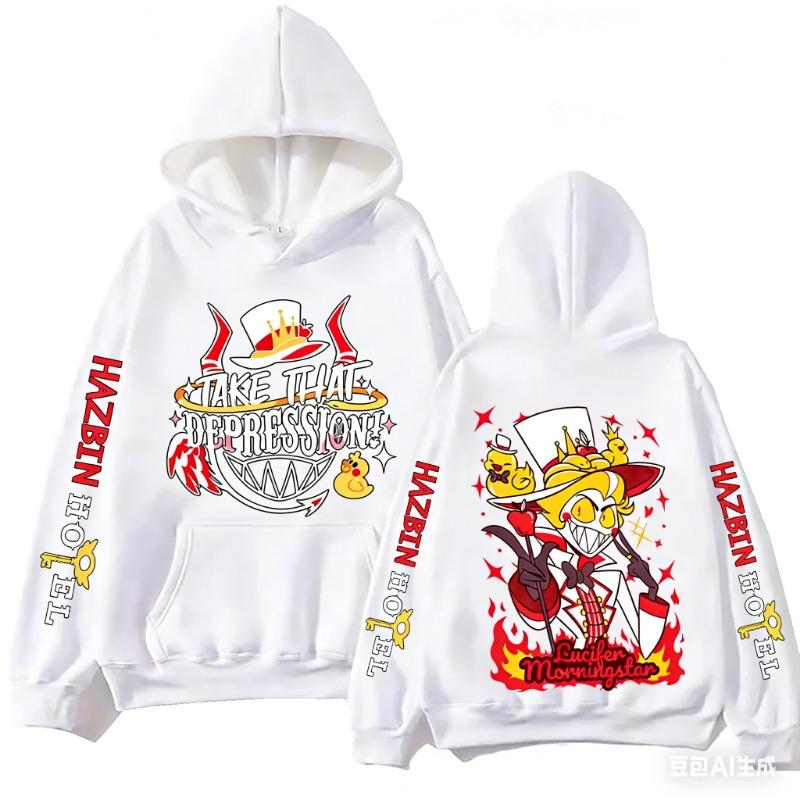 Popular Anime Pattern Hoodie For Men Women Hazbin Hotel Hooded Sweatshirt Trend Street Unisex Clothes Fashion Clothing