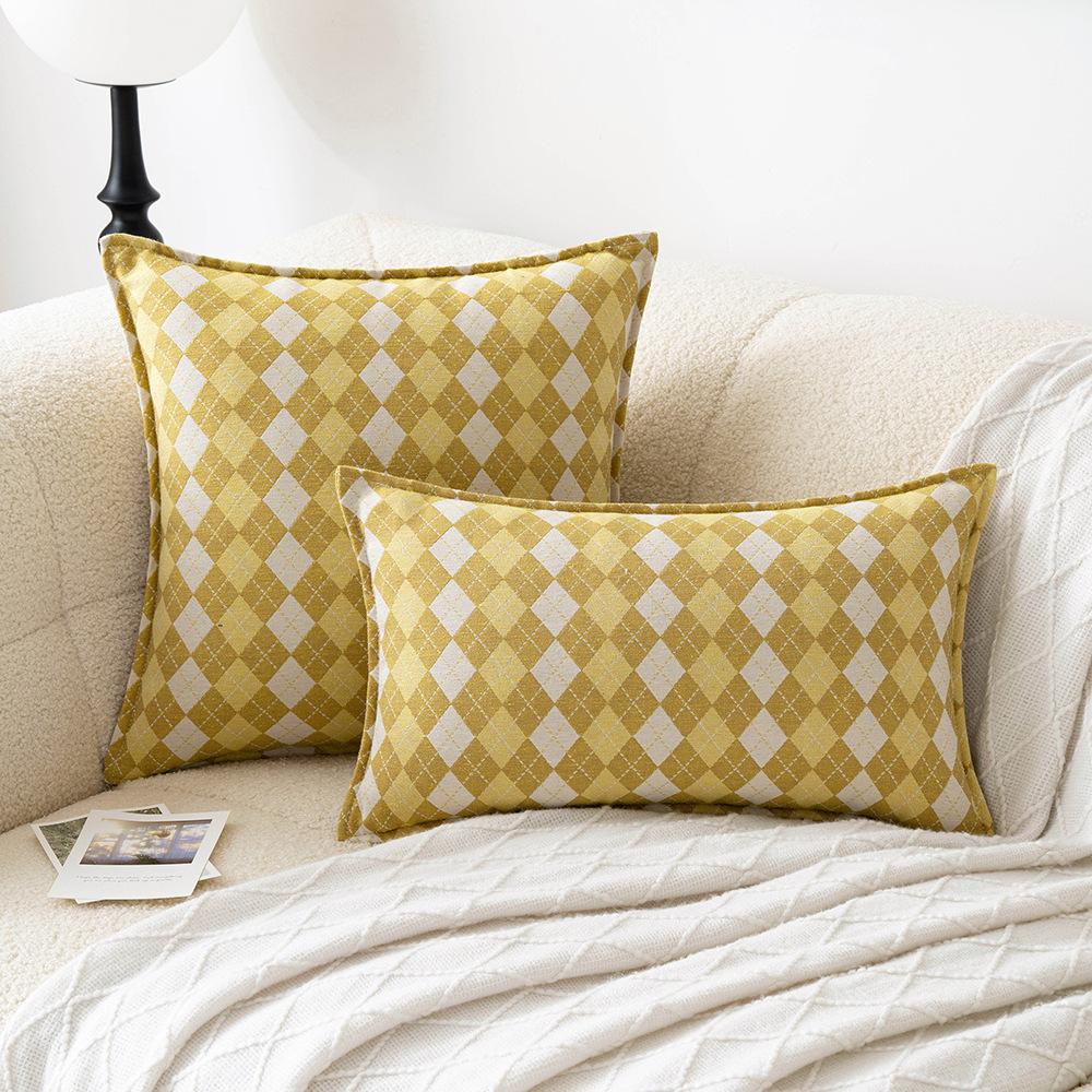 Geometric Plaid Simple Pillow Ins Style Home Sofa Bedside Decoration Cushion Cover Office Sitting Waist Protection Pillow