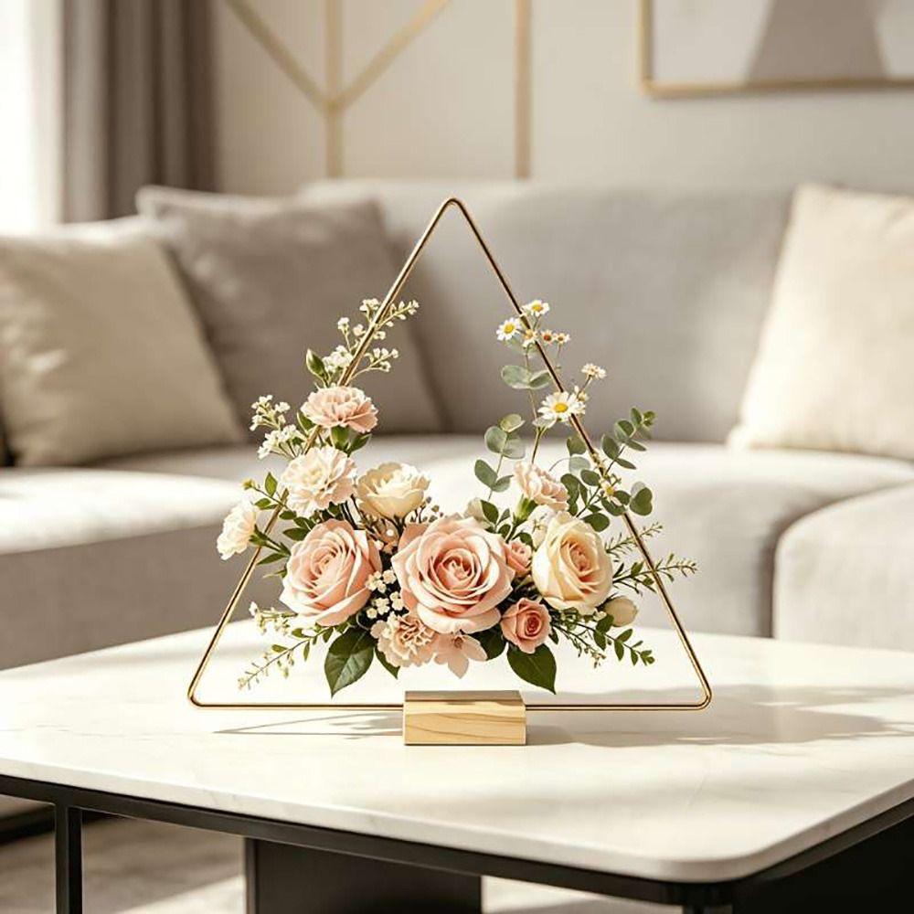 Gold Wreath Frame Triangle Moon Shape Desktpop Centerpiece Floral Garland Frame  Seasonal Garland