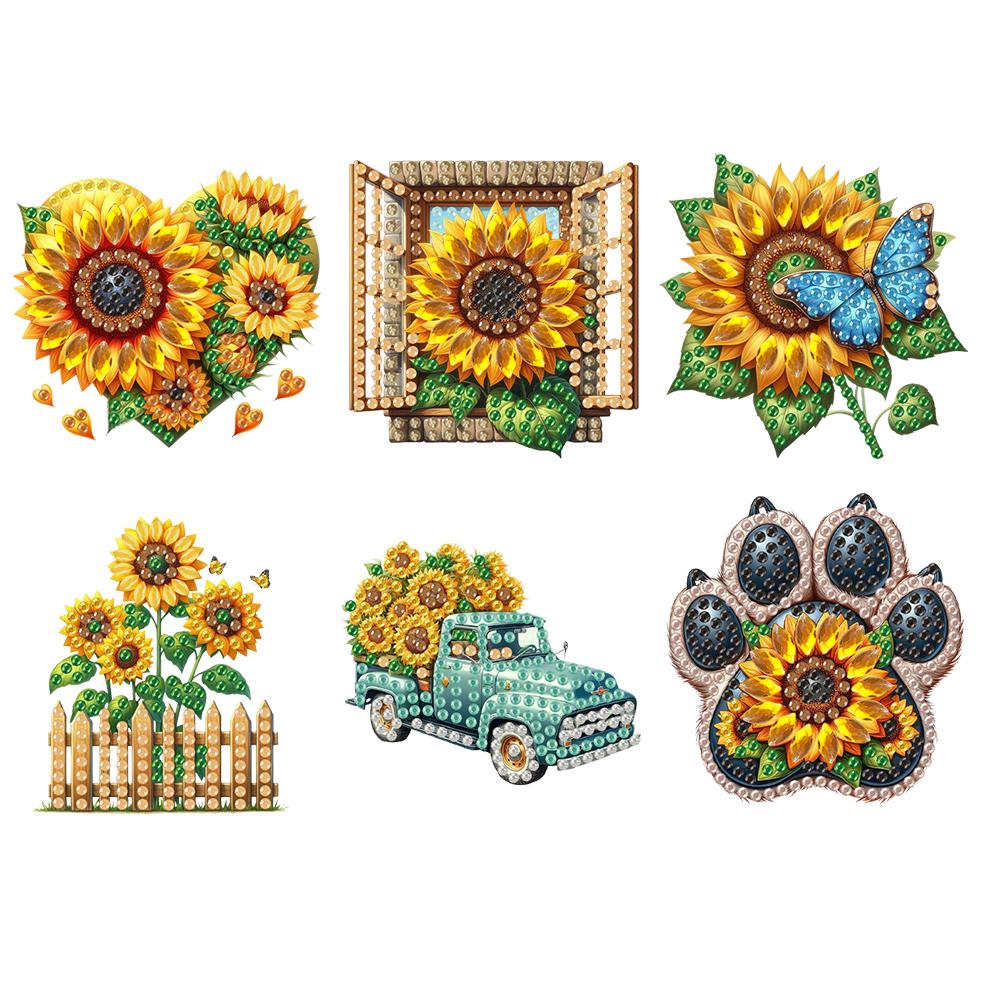 6Pcs DIY Diamond Art Refrigerator Magnet Diamond Painting Fridge Magnets Diamond Painting Magnets Kit for Home Decoration