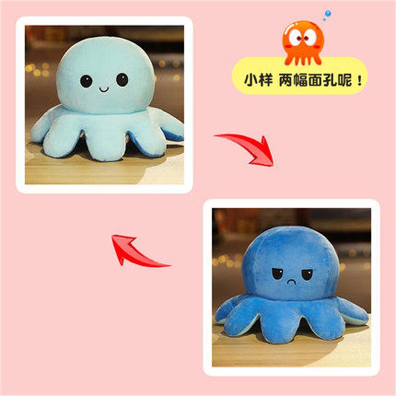 Flip Over Octopus Puppe Stimmung Doppelseitige Flip Mood Gesichtswechsel Kleine Oktopus Puppe Wütendes Plüschtier Kann umgedreht werden