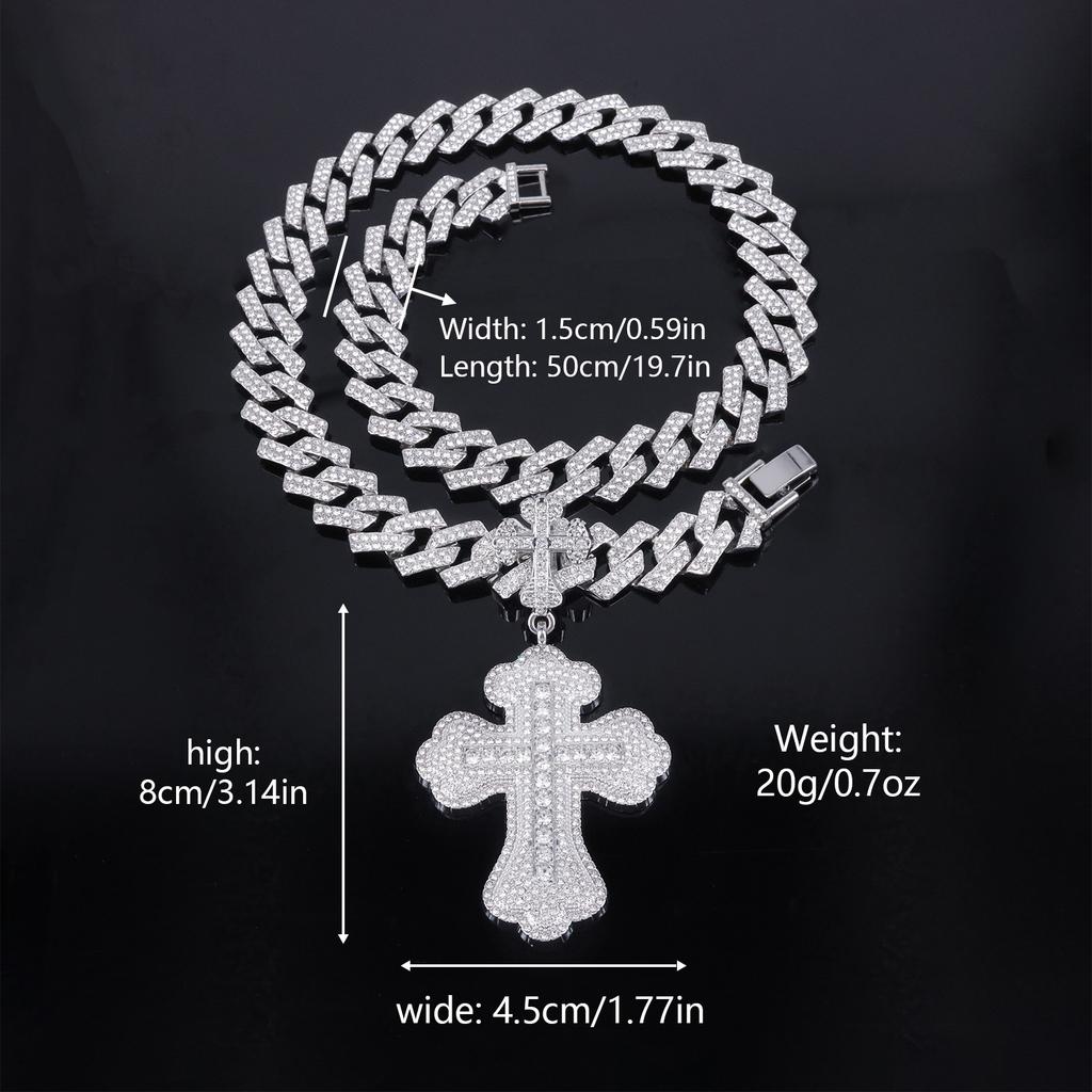 Temu Hot Sale Inlaid Diamond Cross Pendant Hiphop Punk Street Cool Hip Hop Fashion Accessories