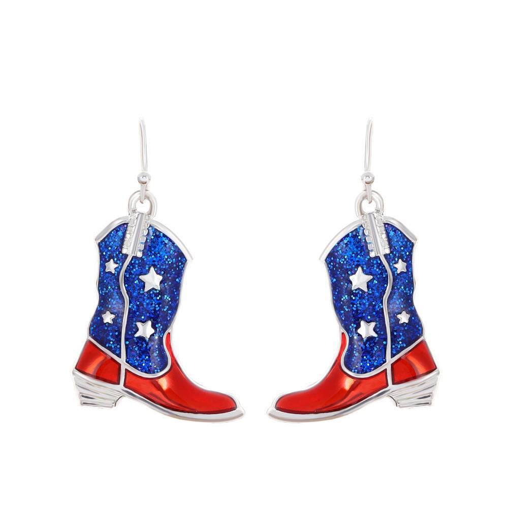 Patriotic Flag Slippers and Earrings - Red, White, and Blue Stripes for American Independence Day