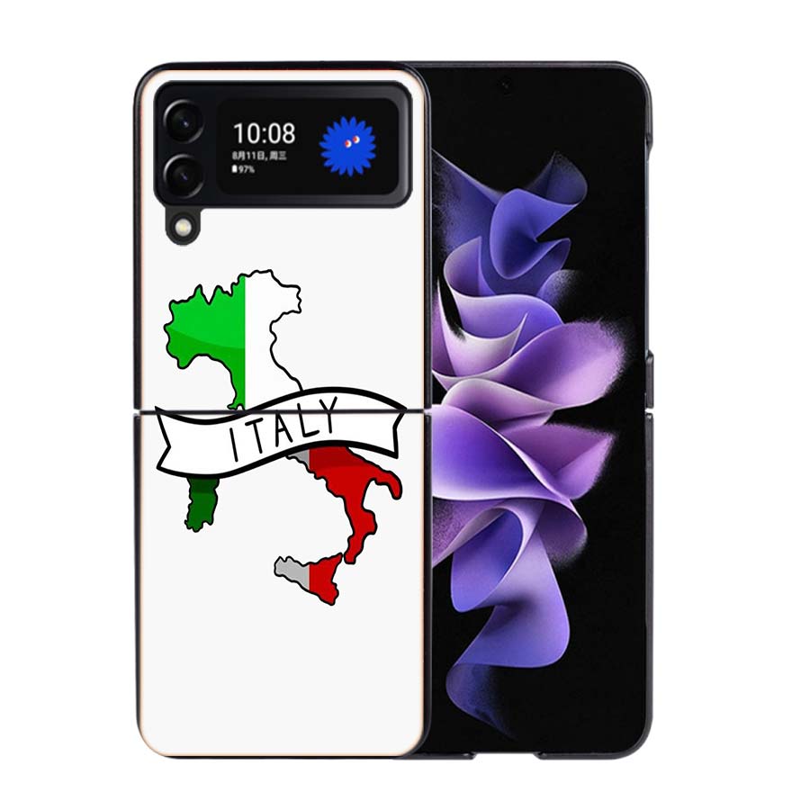 Italy Flag Coque Case For Samsung Galaxy Z Flip 7 6 Flip4 Flip5 Zflip3 Black Hard PC Phone Shell Protective Cover