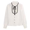 New 2024 Fashion Autumn Long Sleeve Casual Lace Up Ruffled Collar Blouse Shirt Women Tops Blouses Shirts J449