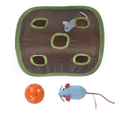 Faltbarer Neun-Loch-Tunnel-Katzen-Spielzeug Atmungsaktiv Mit Katzen-Kratz-Glockenball Katzen-Reiz-Spielzeug Tragbar Dekompression Katzen-Mauseloch-Labyrinth