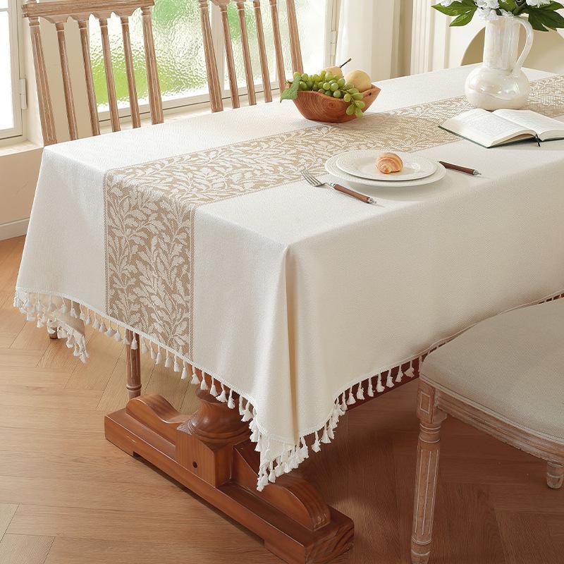 Nordic Light Luxury Tablecloth Imitation Cotton And Linen Fringed Long Dining Table Cloth Coffee Table Christmas Dust Tablecloth Mat