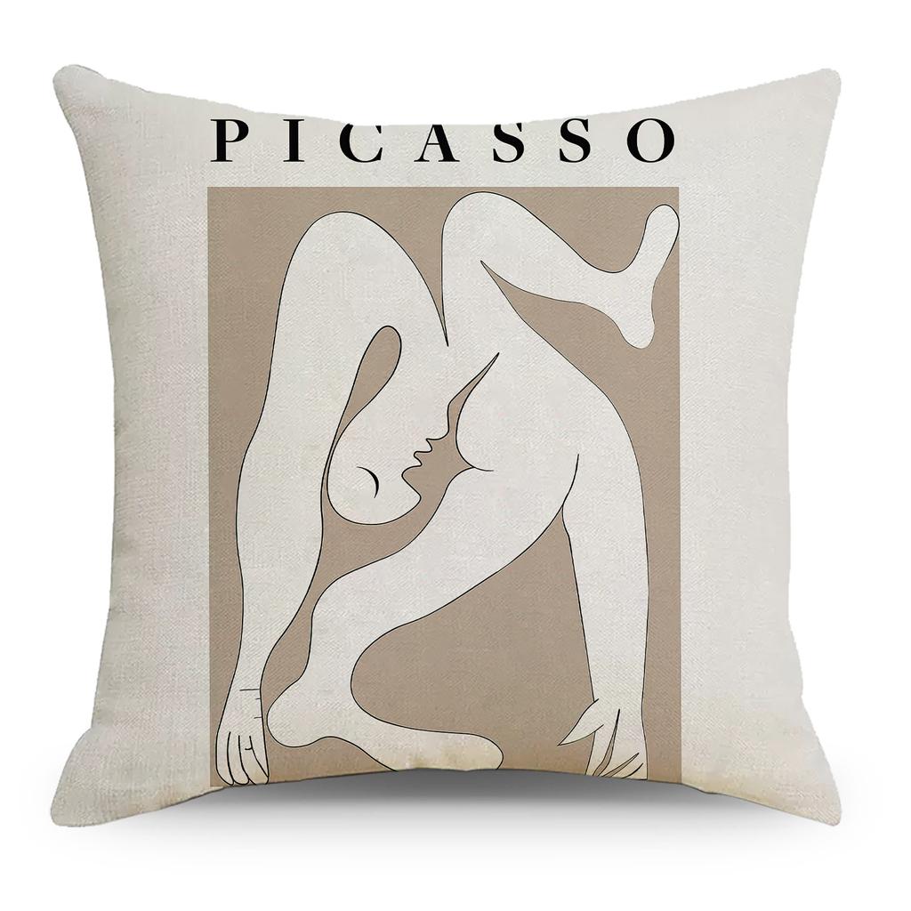 Nordic Abstract Linen Pillowcase Simple Black and White Ins Household Goods Sofa Bedside Car Pillow Cushion Cover