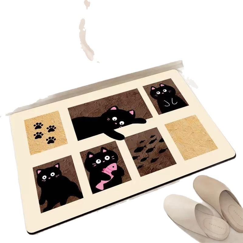 Cartoon Cat Non-Slip Water-Absorbent Bath Mat - Dirt-Resistant & Easy-to-Clean Rug
