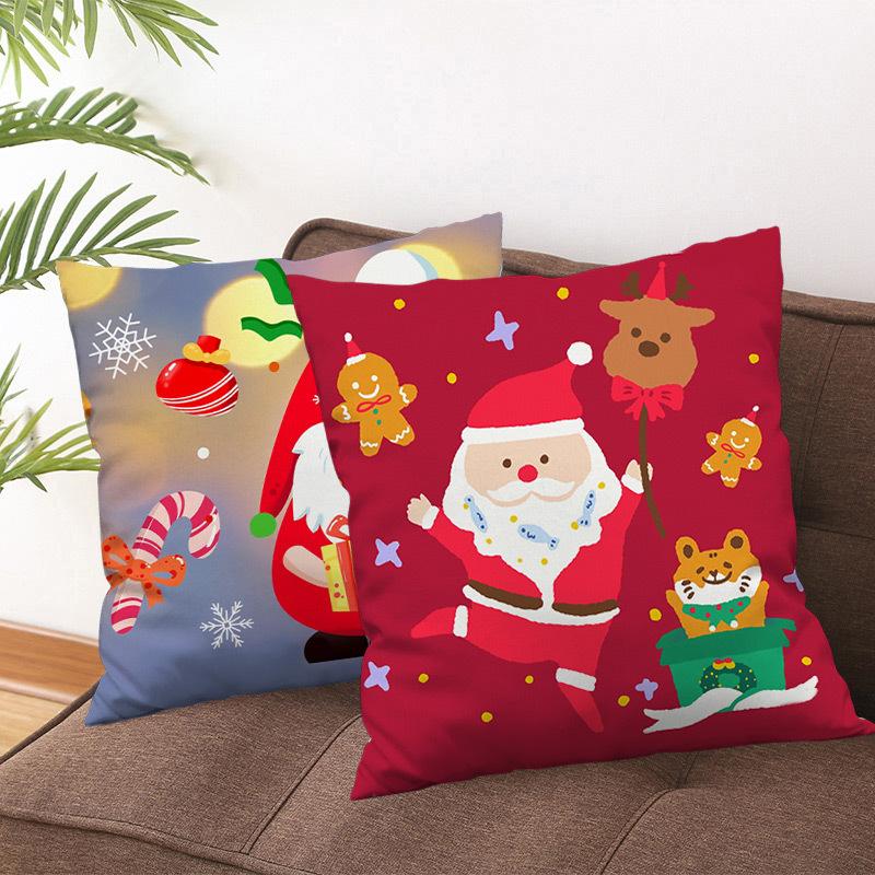 Limited Christmas Cartoon Cute Santa Claus Pillow Cover Cross-Border Christmas Tree Cushion