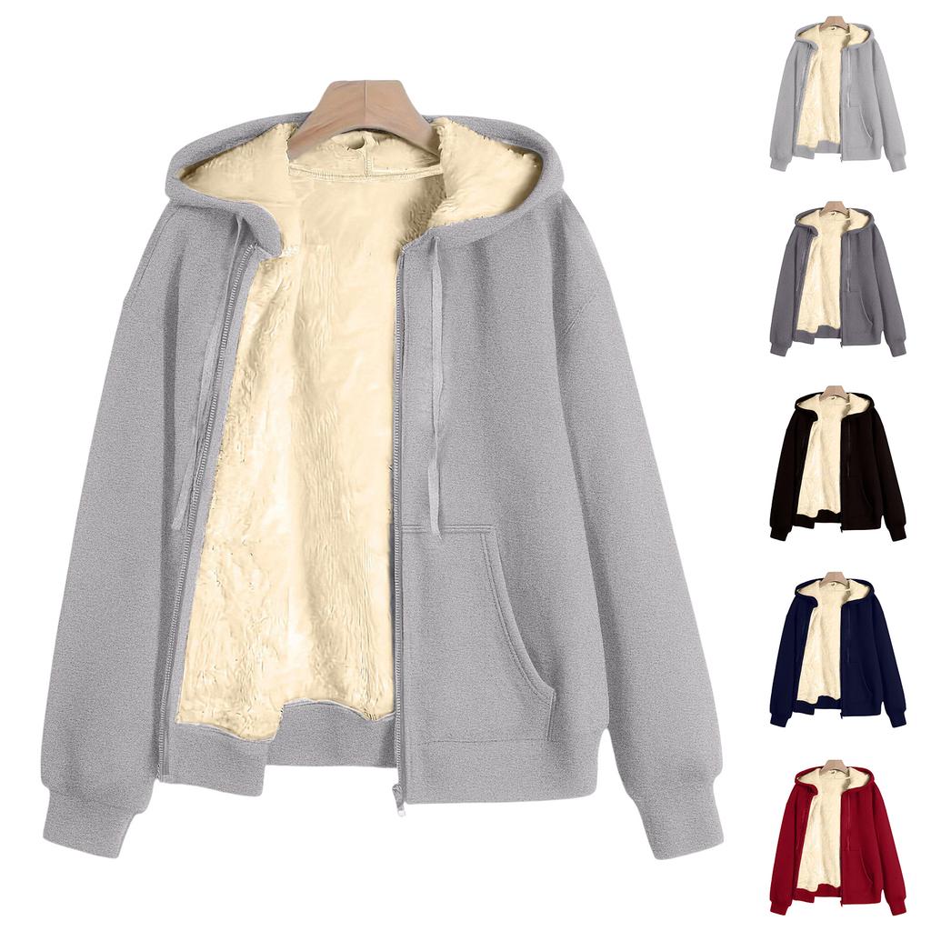 Fashionable Women's Winter Plush Hooded Sweatshirt Jacket Women's Tops