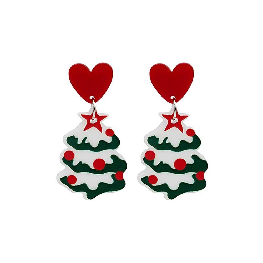 Snowman Christmas Tree Bells Christmas Earrings Christmas Ear Hook Dangle Earring Christmas Gift