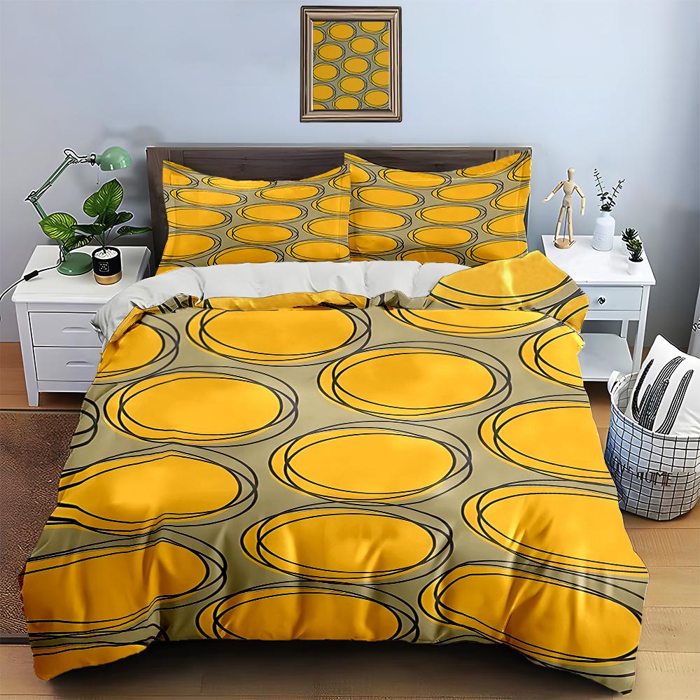 Yellow Concentric Circles. Bedding Duvet Cover Sets Duvet Covers Pillowcases Gifts (1 * Duvet Cover 2 * Pillowcases, Without Duvet Insert)