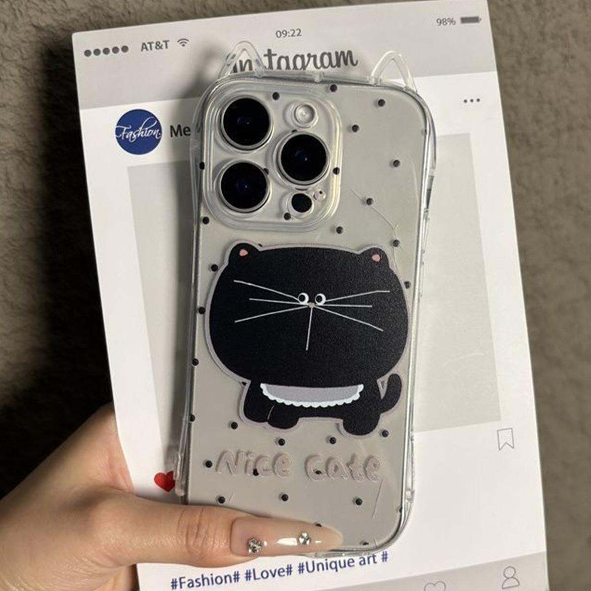 

Cat Ears for Apple Mobile Phone Case Holder Magnetic Suction Frosted Caseti 15pm Airbag Anti-fall Mobile Phone Case Full Model For iPhone 17PROMAX