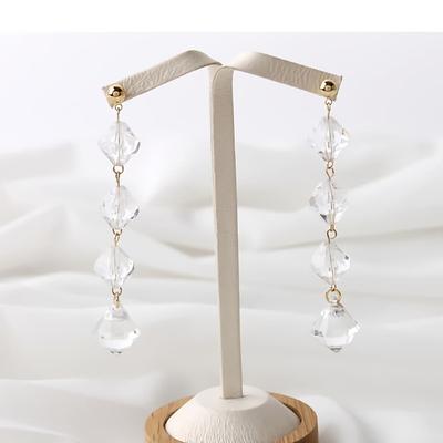 Damen 925 Silber Nadel Poten Lange Eis Ohrringe