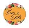 Darling Souvenir White Round 45 Pcs Chrysanthemum Floral Border Save The Date Mini Stickers-1.6 Inches