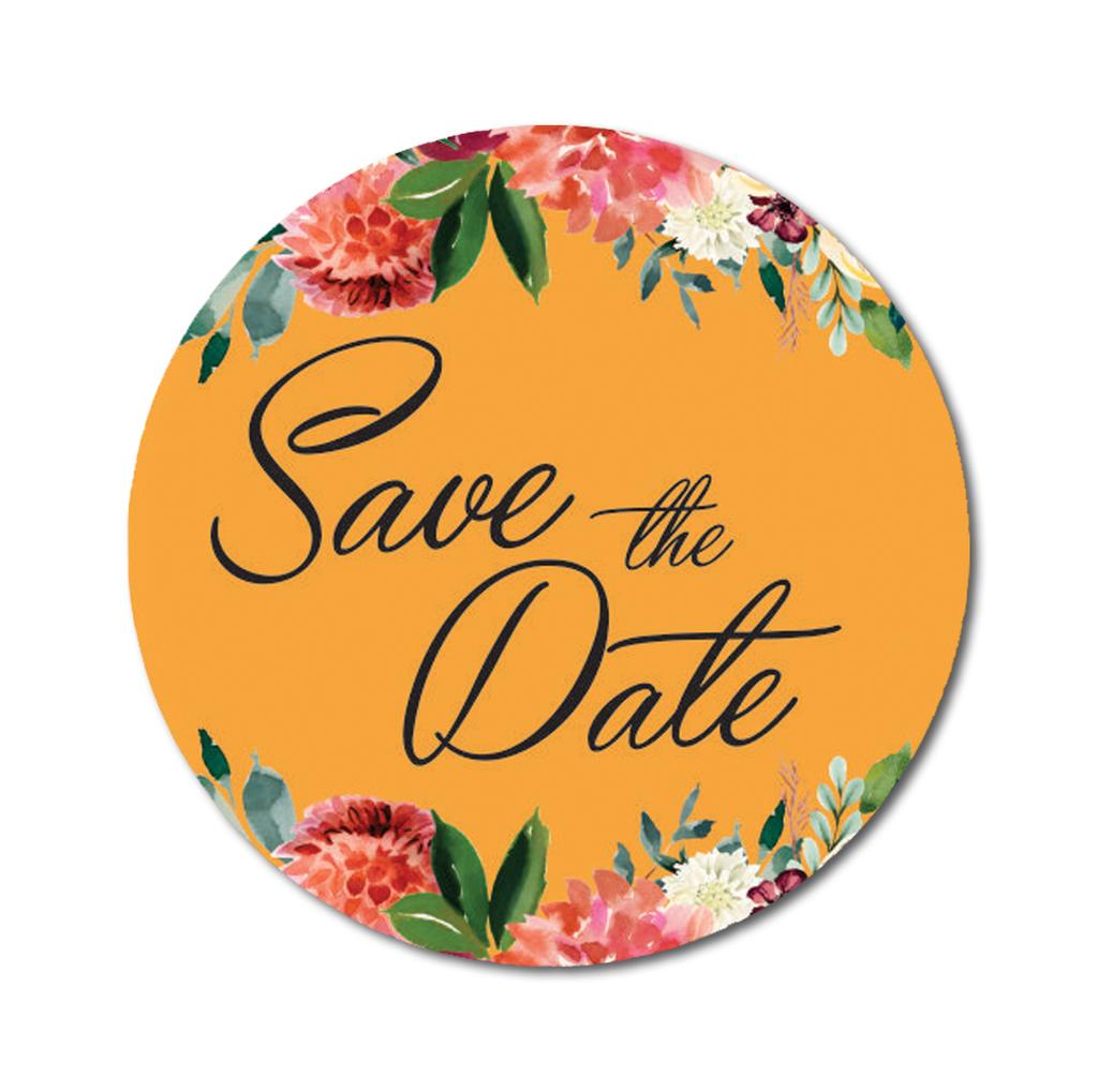 Darling Souvenir White Round 45 Pcs Chrysanthemum Floral Border Save The Date Mini Stickers-1.6 Inches