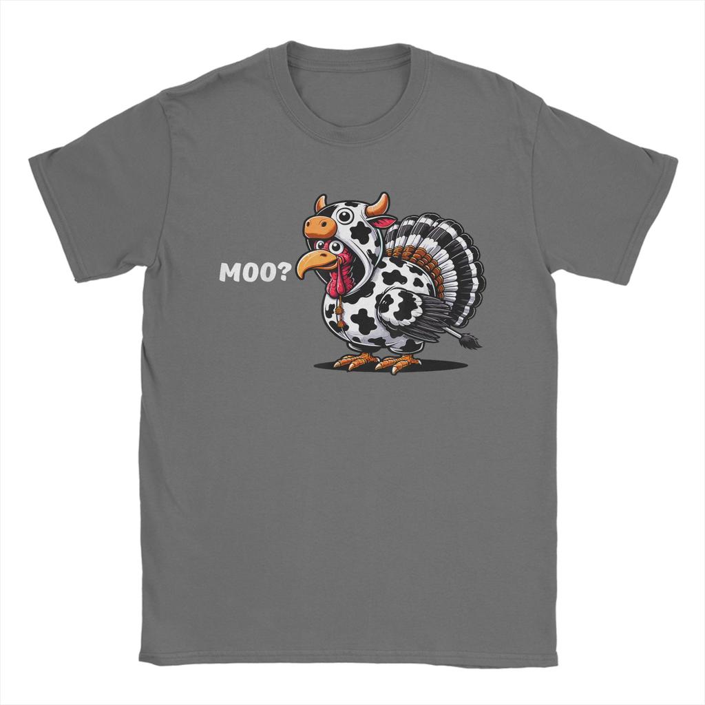Turkey Moo Funny Thanksgiving  TShirt Men  Fun Pure Cotton Tee Shirt O Neck Short Sleeve T Shirt Gift Idea Clothing