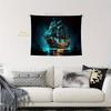 2D Nautical Gothic Tapestry, Haunted Pirate Ship for Room & Party Decor