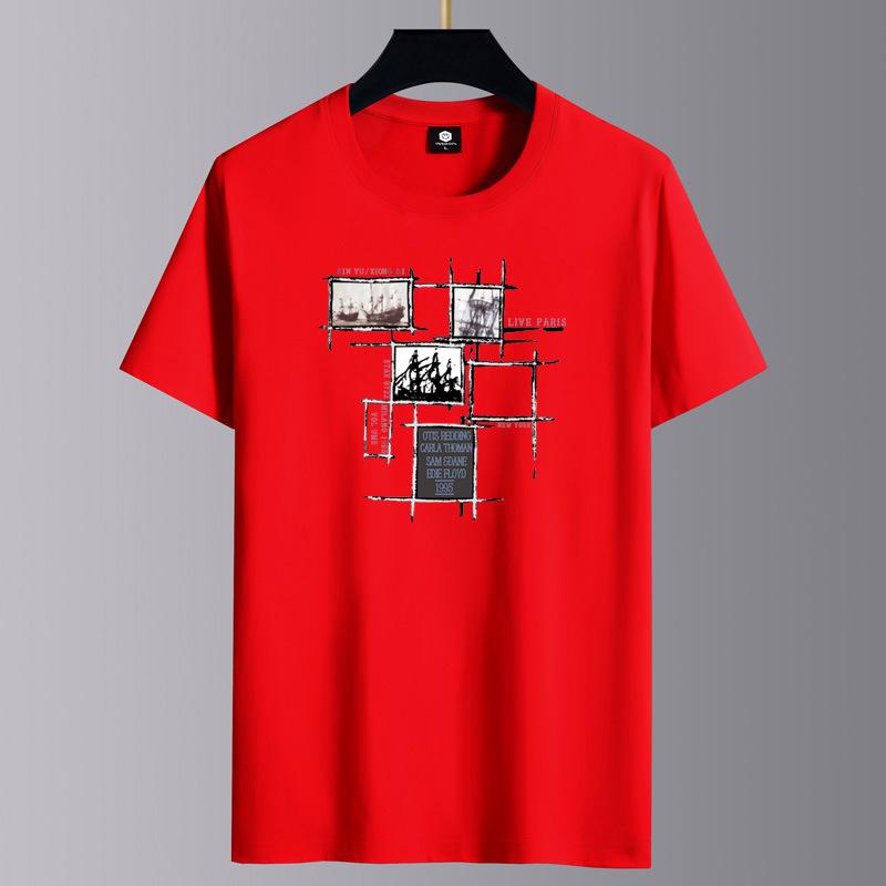 

Чоловіча літня бавовняна футболка 2025: Топ з коротким рукавом, вільний, повсякденний, трендовий 6XL