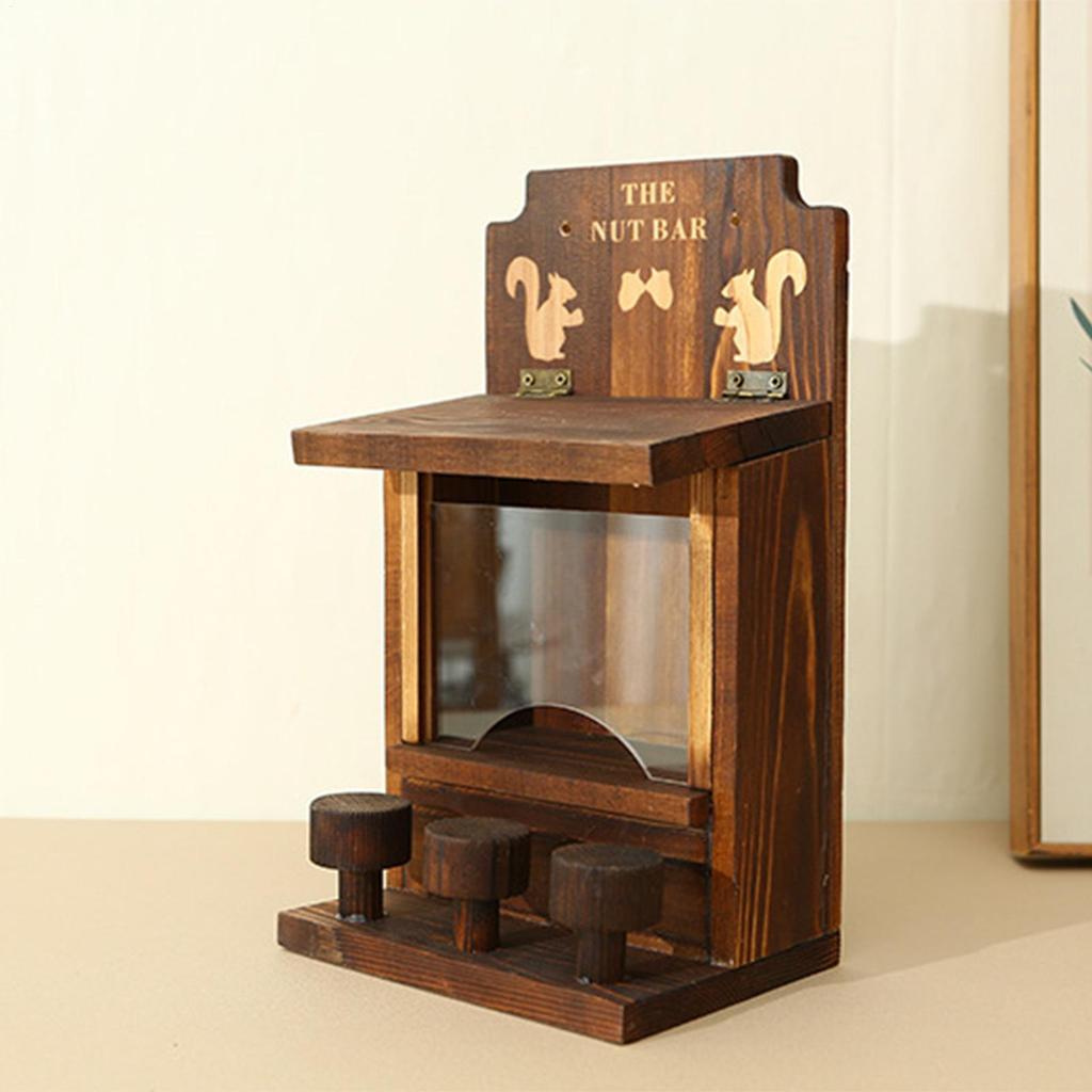 Squirrel Feeders with 3 Small Stool Outdoor hanging pet food storage box squirrel picnic table feeder for garden decoration
