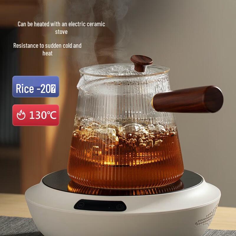 Heat-Resistant Side-Handle Glass Tea Pot
