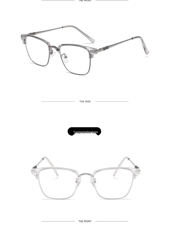 Men's Stylish Business Half-Frame TR Eyebrow Glasses with Anti-Blue Light Filter