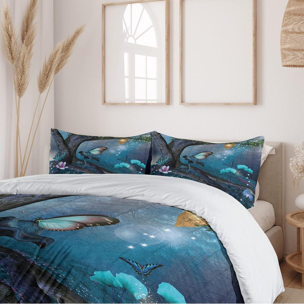 Mysterious Forest Flower Three-Piece Quilt Cover Digital Printing Bedding Set Bed Cover