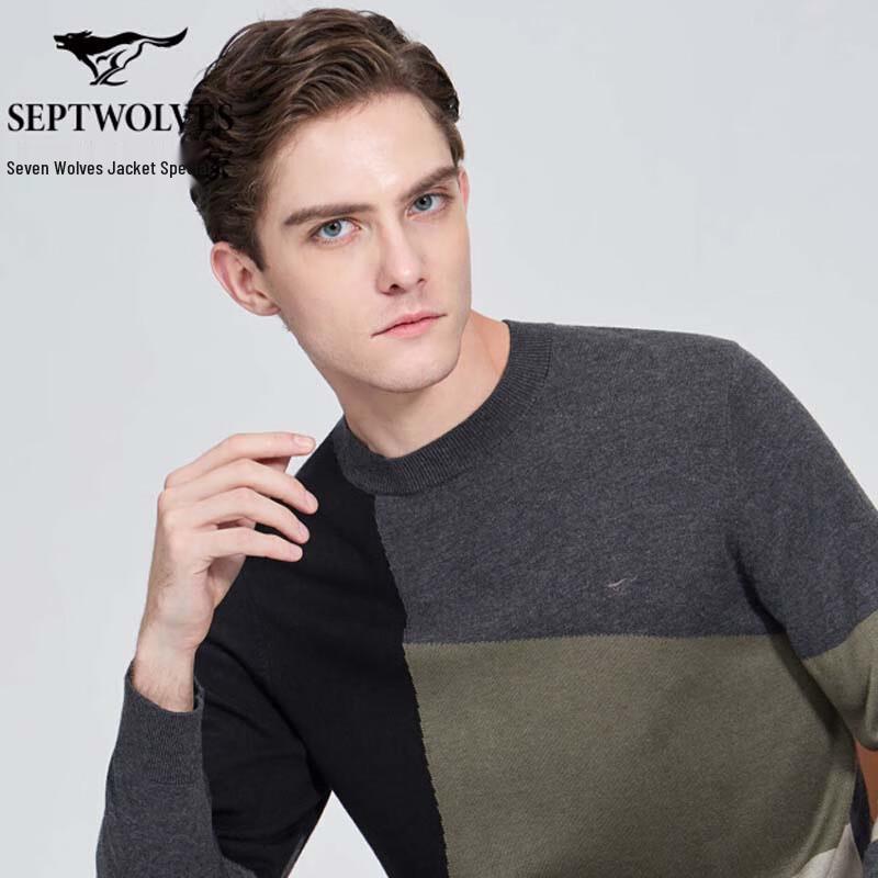 SEPTWOLVES Men s Color-block Winter Pullover Sweater XL (52A)