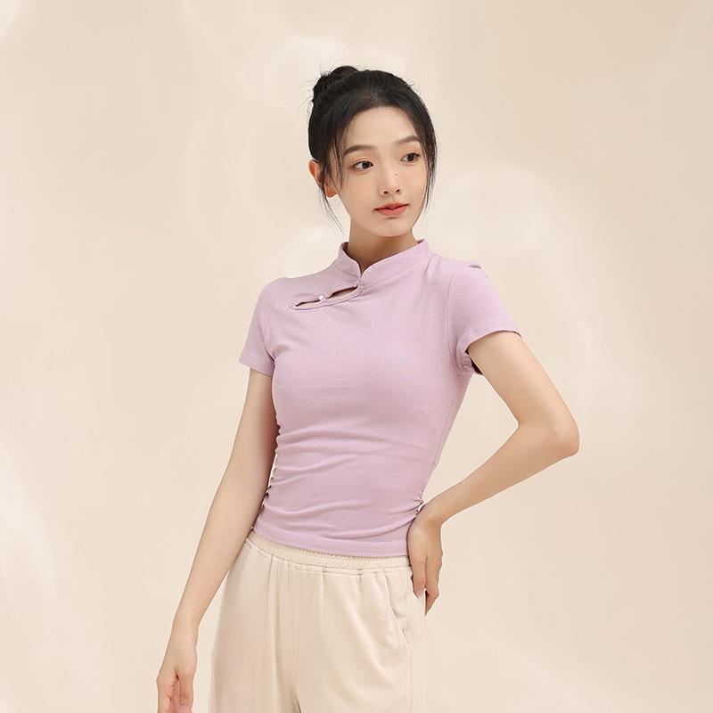 

Chinese Style Slimming Short-Sleeve Dance Top for Ethnic & Modern Dance Medium
