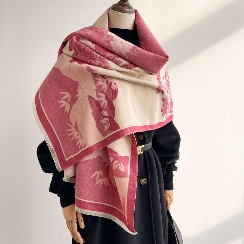 Scarf Women's Autumn and Winter New Landscape Chrysanthemum High-end Scarf with Travel Shawl