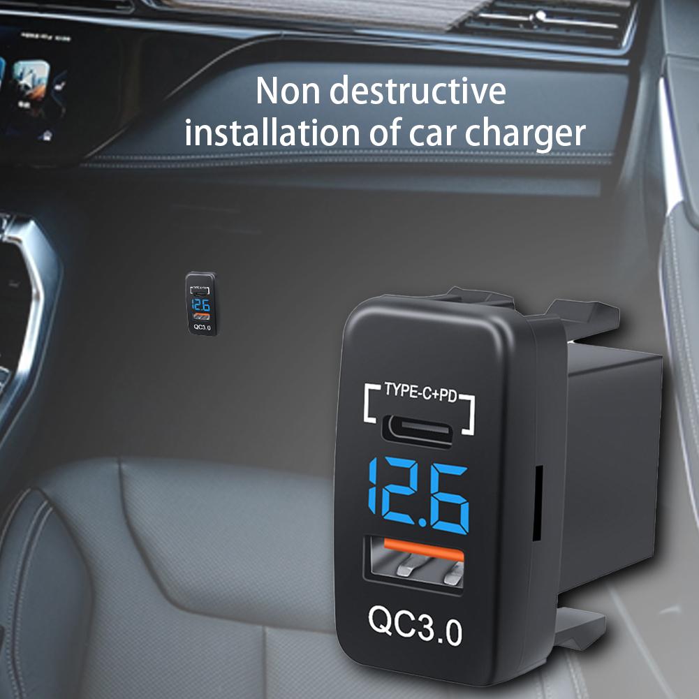 12-24V Auto Mobile Phone Charger Adapter Fast Charging QC3.0 Type C PD Car Socket Charger Dual USB Ports Power Socket Adapter