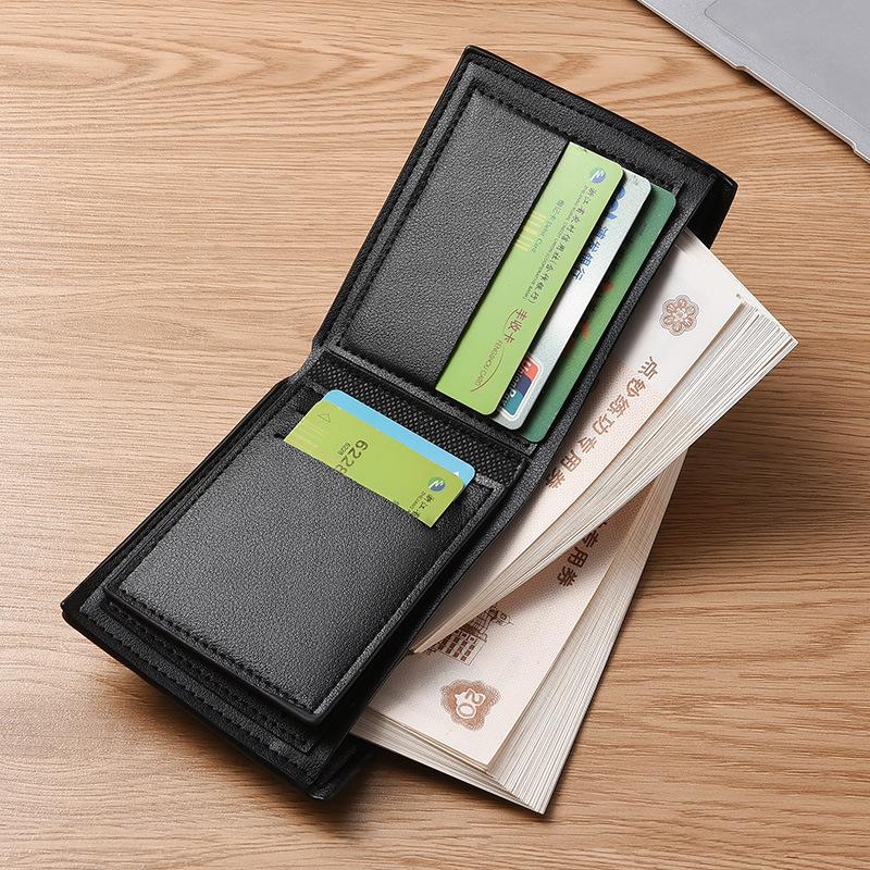 Men’s PU Leather Bifold Wallet Vintage Slim Credit Card Holder Business ID Cash Pocket Compact Coin Purse Retro Minimalist Wallet