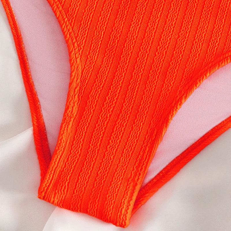 European-American Style 2025 One-Shoulder Solid Color Bikini Swimsuit for Women